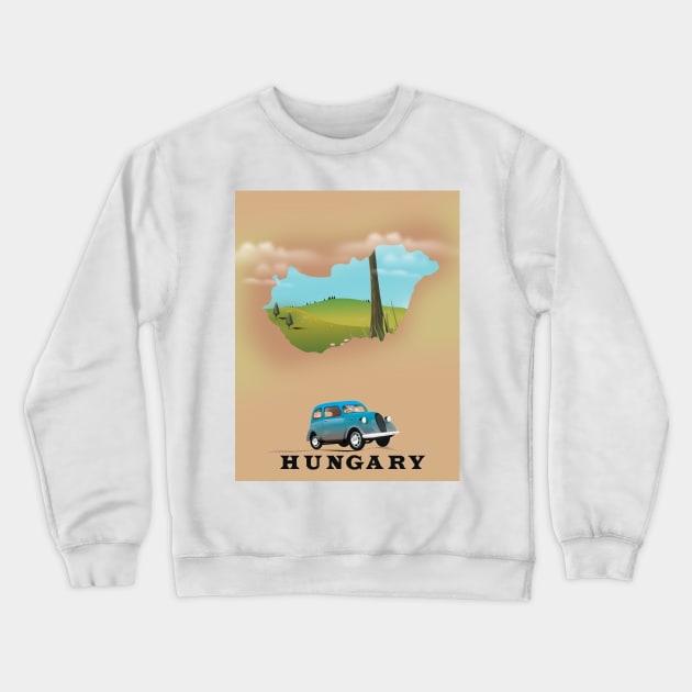 Hungary Map travel poster Crewneck Sweatshirt by nickemporium1